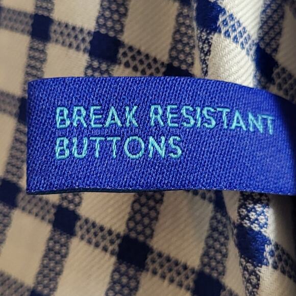 Egara Men's Warehouse Blue White Check Spread Collar Flip Cuff Shirt Sze XLT NWT - Picture 8 of 11